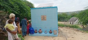 Picture of solar powered water wells installed by Deen Trust International.